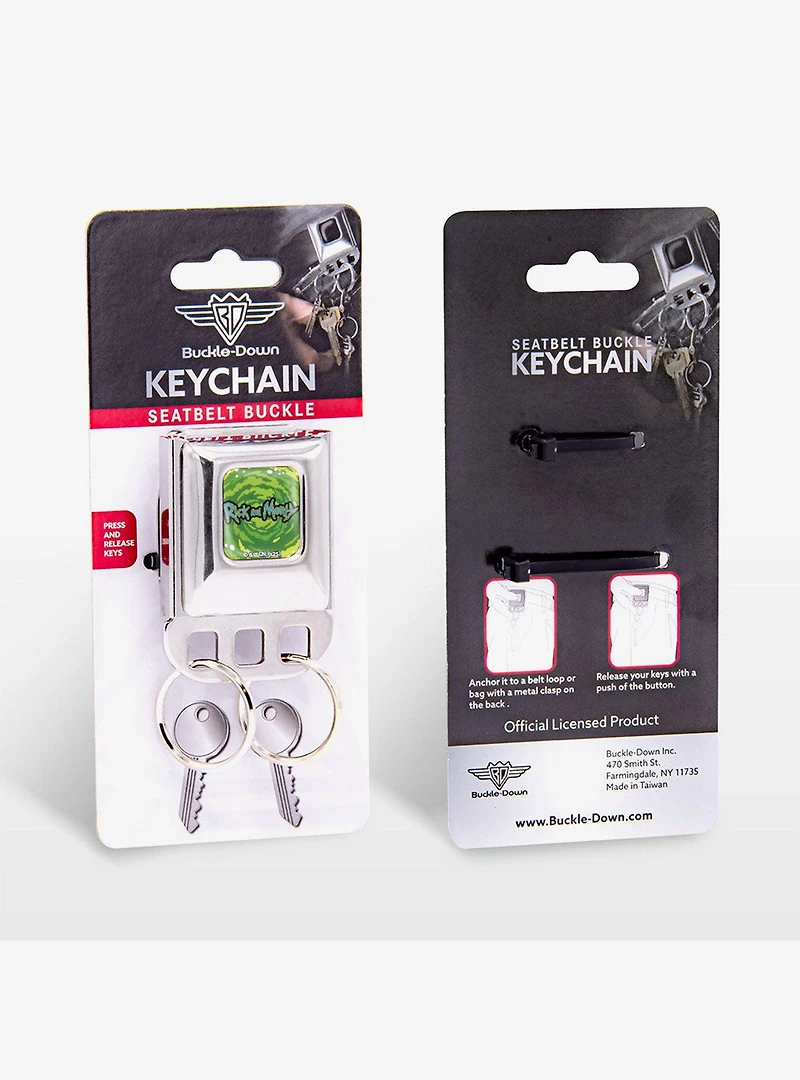 Rick and Morty Title Logo Seatbelt Buckle Keychain