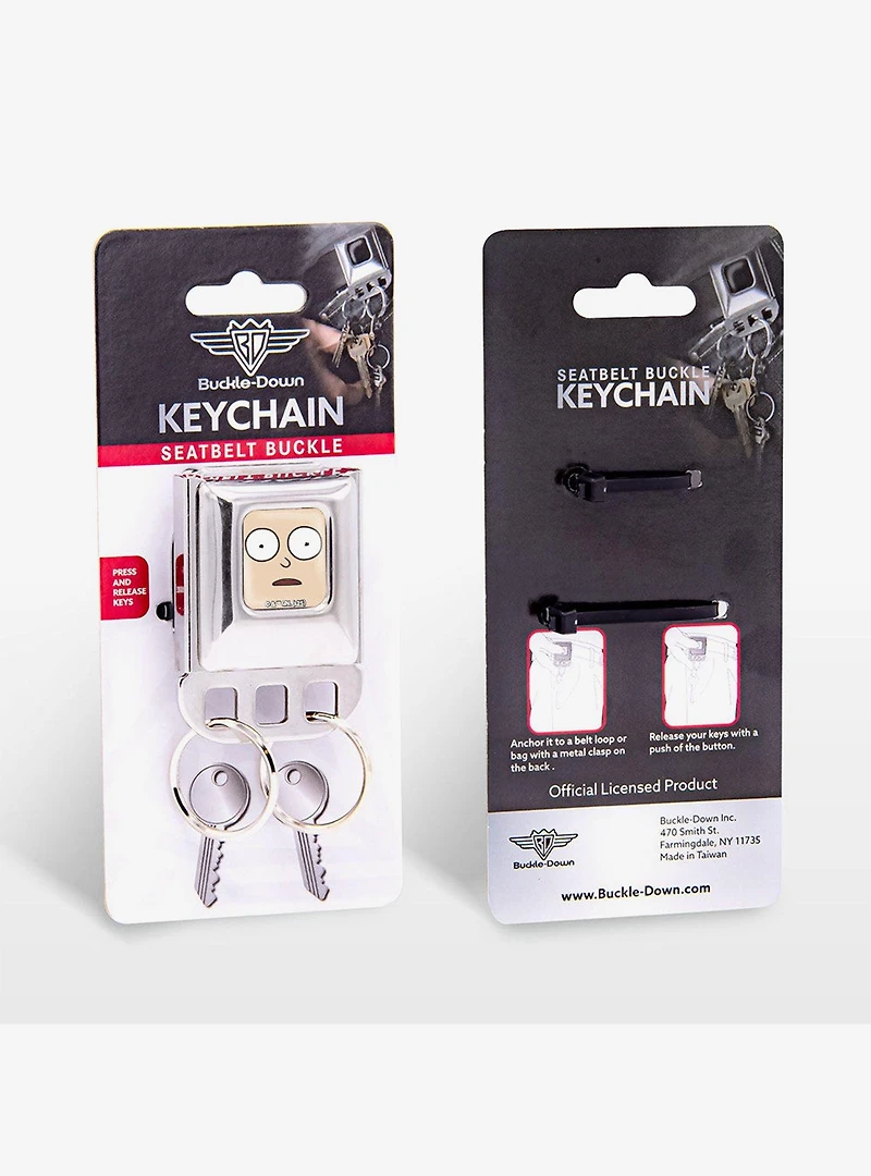 Rick and Morty Face Close Up Full Color Seatbelt Buckle Keychain