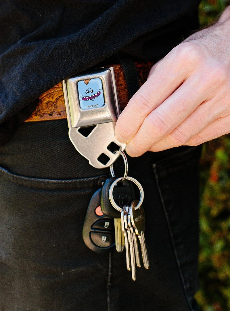 Rick and Morty Mr Meeseeks Face Close Up Seatbelt Buckle Keychain