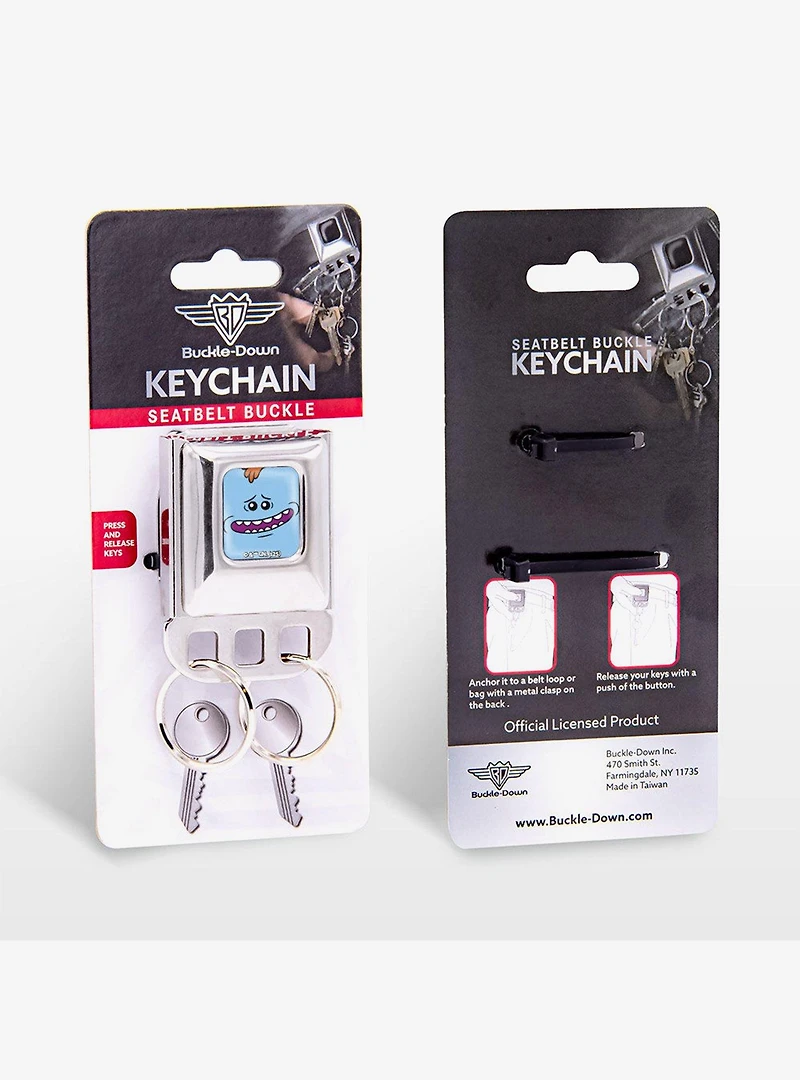 Rick and Morty Mr Meeseeks Face Close Up Seatbelt Buckle Keychain