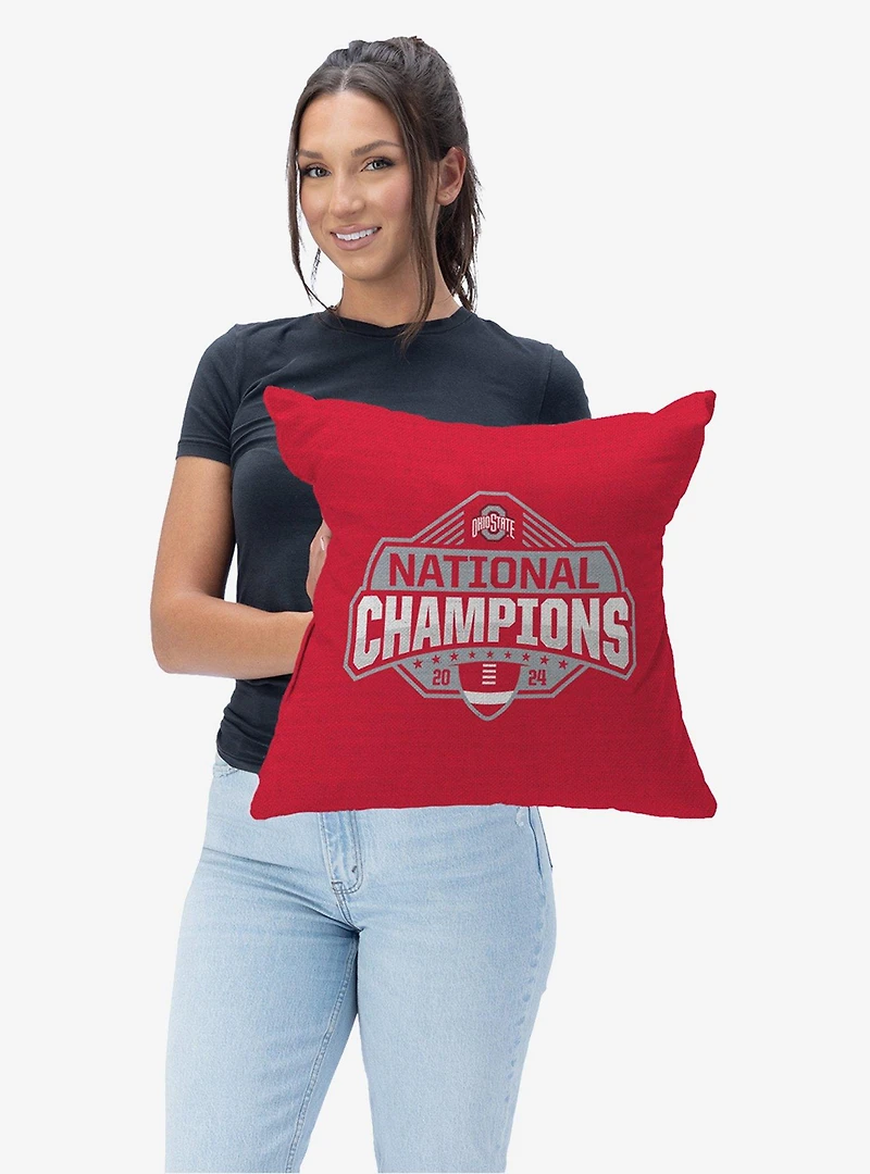 NCAA Ohio State Buckeyes 2024 FBC Champs Tapestry Throw Pillow