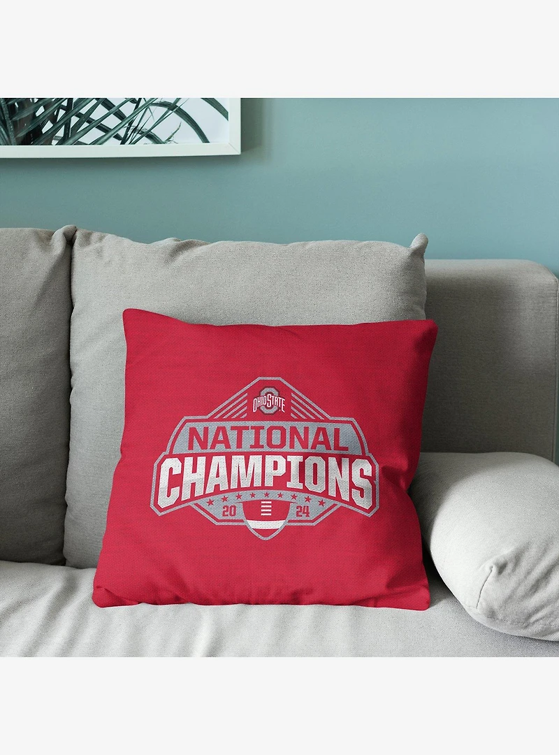 NCAA Ohio State Buckeyes 2024 FBC Champs Tapestry Throw Pillow