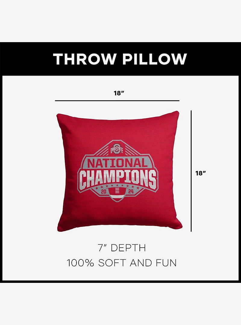NCAA Ohio State Buckeyes 2024 FBC Champs Tapestry Throw Pillow