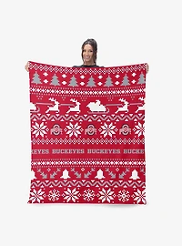 NCAA Ohio State Buckeyes Xmas Time Silk Touch Throw Blanket