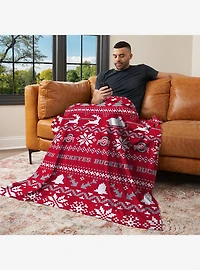 NCAA Ohio State Buckeyes Xmas Time Silk Touch Throw Blanket