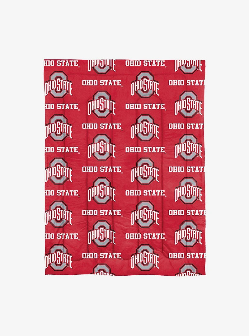 NCAA Ohio State University Buckeyes Twin Rotary Bed In A Bag Set