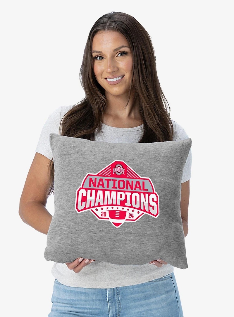 NCAA Ohio State Buckeyes 2024 FBC Champion Logo Sweatshirt Pillow