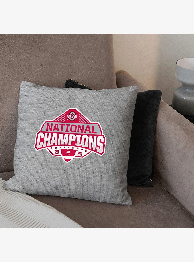 NCAA Ohio State Buckeyes 2024 FBC Champion Logo Sweatshirt Pillow