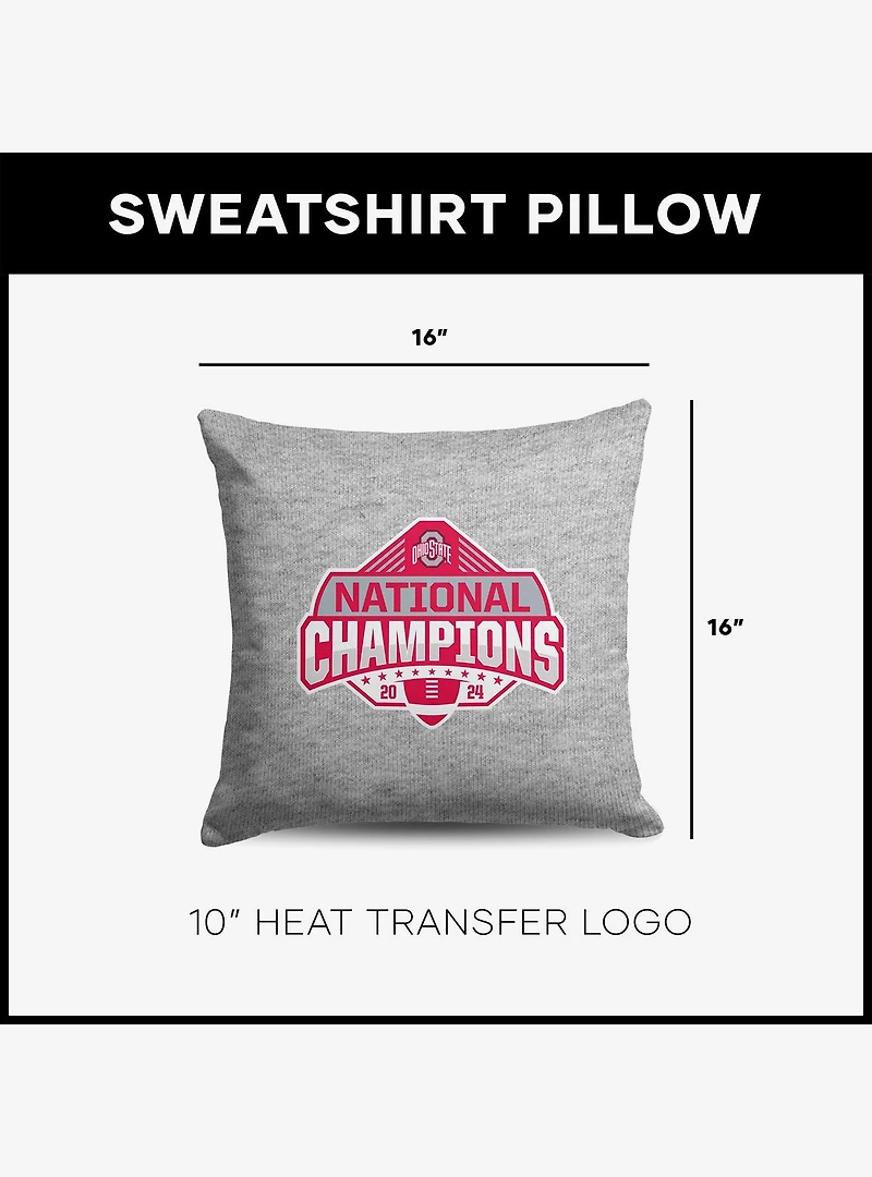 NCAA Ohio State Buckeyes 2024 FBC Champion Logo Sweatshirt Pillow