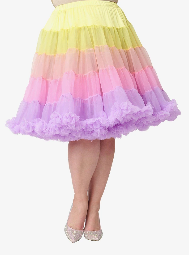 Unique Vintage Sunset Ombre Ruffled Petticoat Crinoline