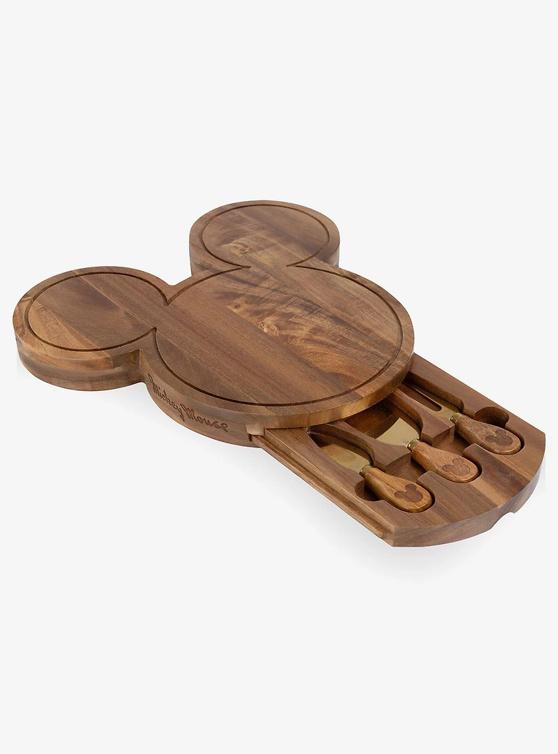 Disney Mickey Mouse Head Shaped Acacia Cheese Board with Tools