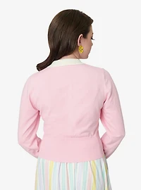 Unique Vintage Pink Chick Embroidered Cardigan