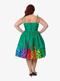 Unique Vintage Plus Green & Rainbow Butterfly Cotton Bobbie Swing Dress