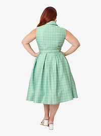 Disney Winnie the Pooh x Unique Vintage Plus Green Plaid Edith Swing Dress