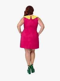 Smak Parlour Plus Hot Pink & Yellow Petal Collar Cotton Shift Dress