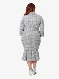 Unique Vintage Plus Lavender Plaid Boucle Trumpet Skirt