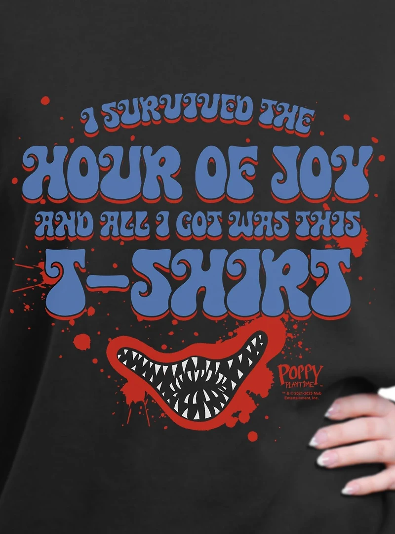 Poppy Playtime I Survived The Hour Of Joy Womens Oversized Sweatshirt