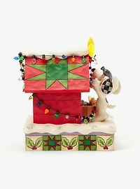 Jim Shore Peanuts 75th Anniversary Snoopy Holiday Doghouse Figure