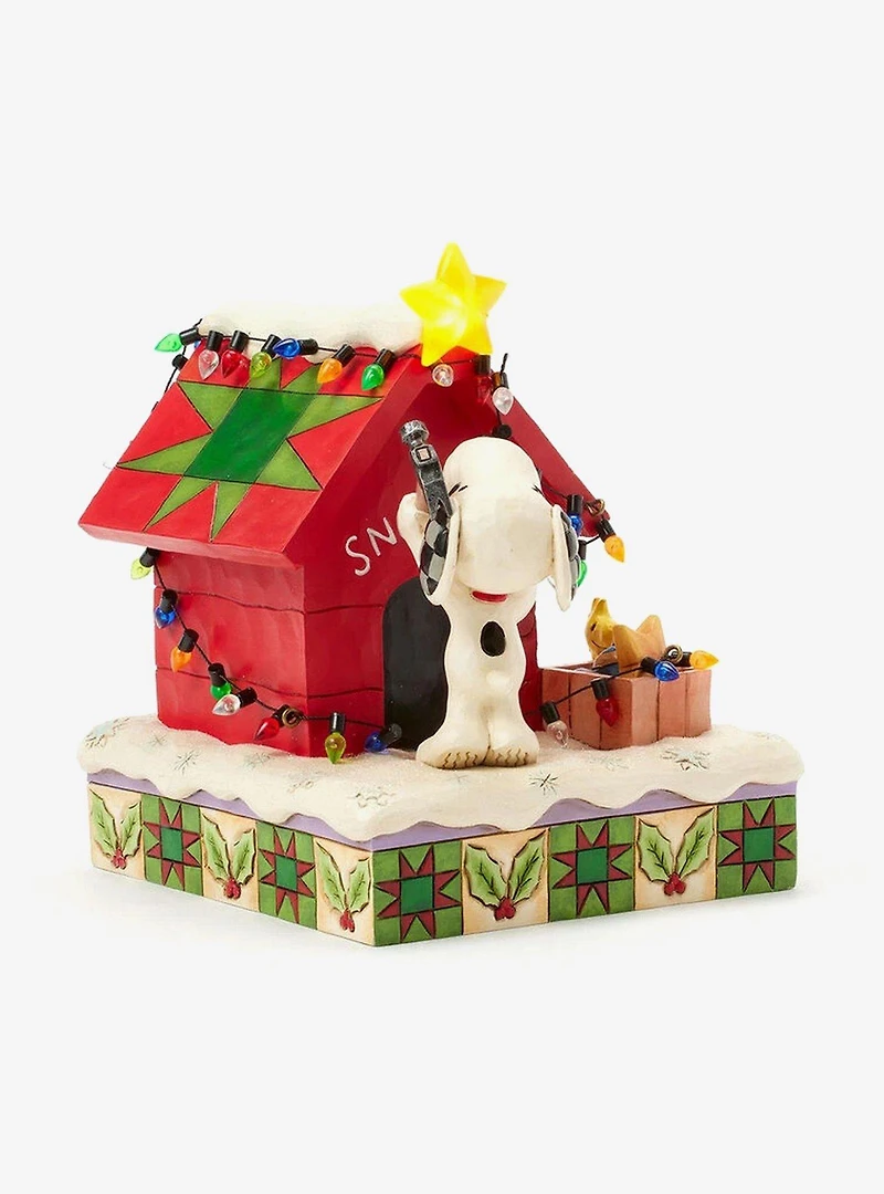 Jim Shore Peanuts 75th Anniversary Snoopy Holiday Doghouse Figure