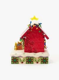 Jim Shore Peanuts 75th Anniversary Snoopy Holiday Doghouse Figure