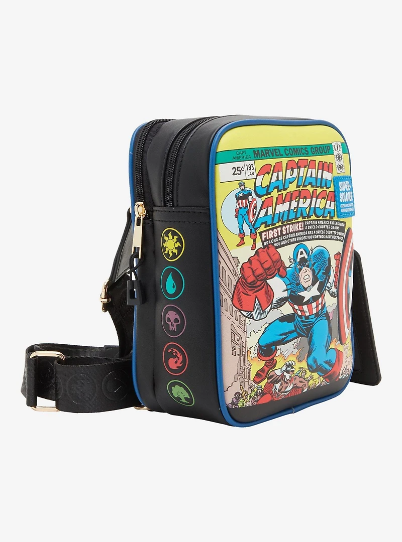 Magic: The Gathering x Marvel Captain America Comic Cover Crossbody Bag with Card Sleeve Charm - BoxLunch Exclusive
