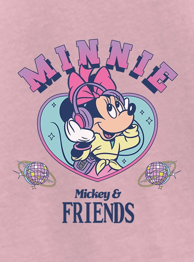 Disney Mickey & Friends Minnie Mouse With Headphones Youth Girls T-Shirt