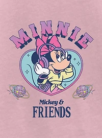 Disney Mickey & Friends Minnie Mouse With Headphones Youth Girls T-Shirt
