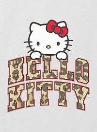 Hello Kitty Cheetah Print Logo Youth Girls Boxy Crop T-Shirt