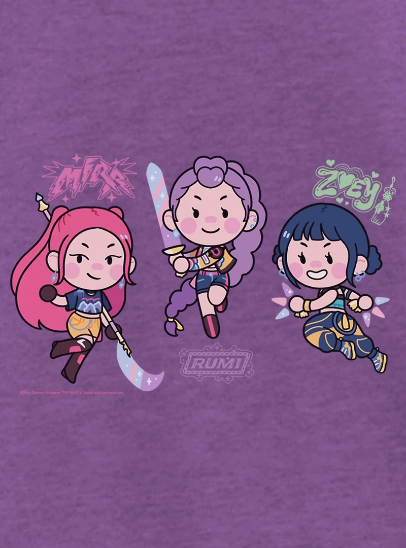 KPop Demon Hunters Chibi Fighting Stance Youth Girls T-Shirt