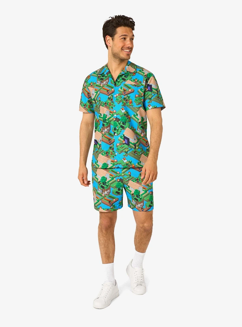 Minecraft Overworld Button-Up Shirt and Short