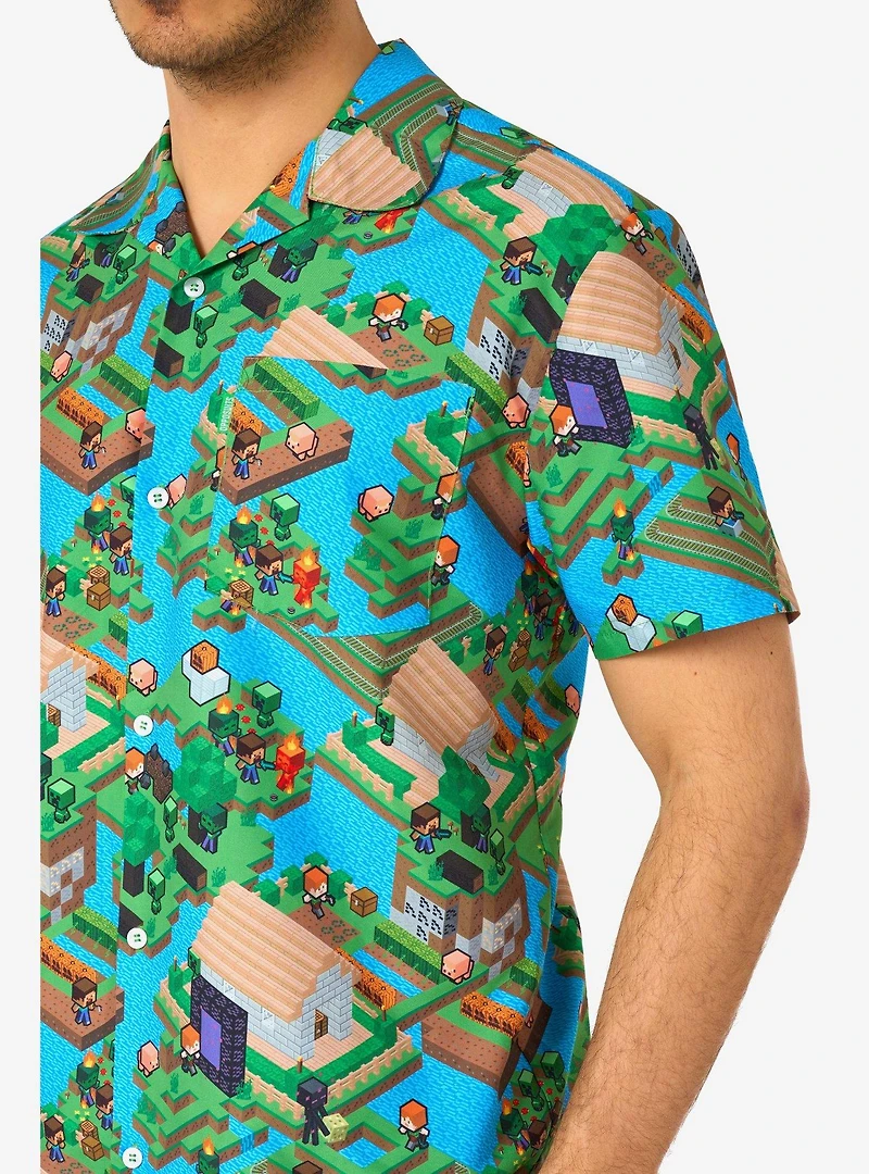 Minecraft Overworld Button-Up Shirt and Short