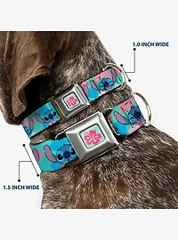 Disney Lilo & Stitch Expressions and Flowers Seatbelt Buckle Dog Collar