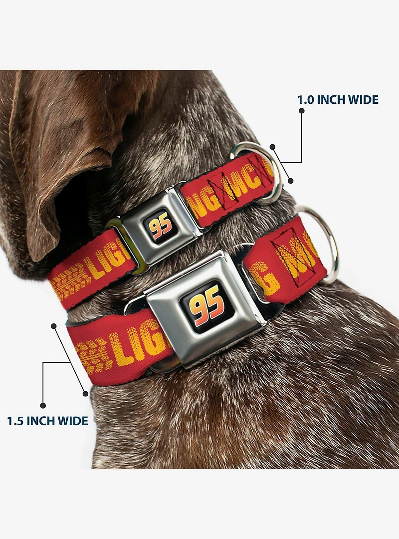 Disney Pixar Cars Lightning McQueen Tread Seatbelt Buckle Dog Collar