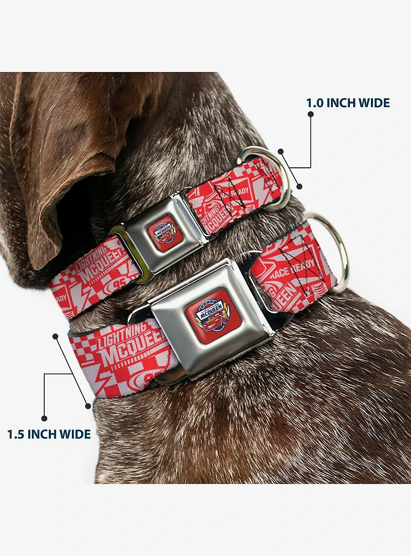 Disney Pixar Cars 3 Lightning McQueen Icons Collage Seatbelt Buckle Dog Collar
