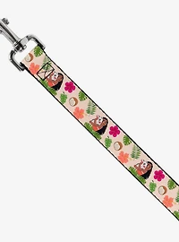 Disney Moana Hugging Pua Pose and Tropical Flora Dog Leash