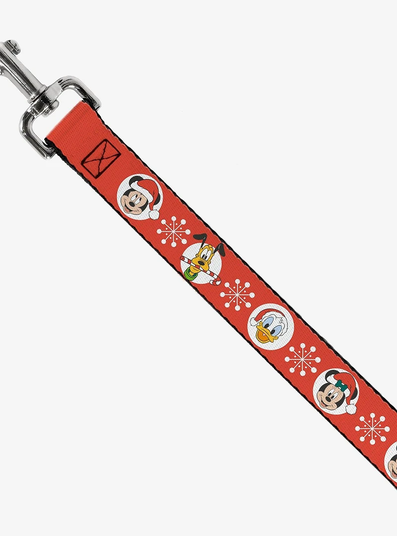 Disney Christmas Holiday Santa Hat Characters Snowflakes Dog Leash
