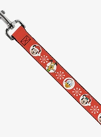 Disney Christmas Holiday Santa Hat Characters Snowflakes Dog Leash