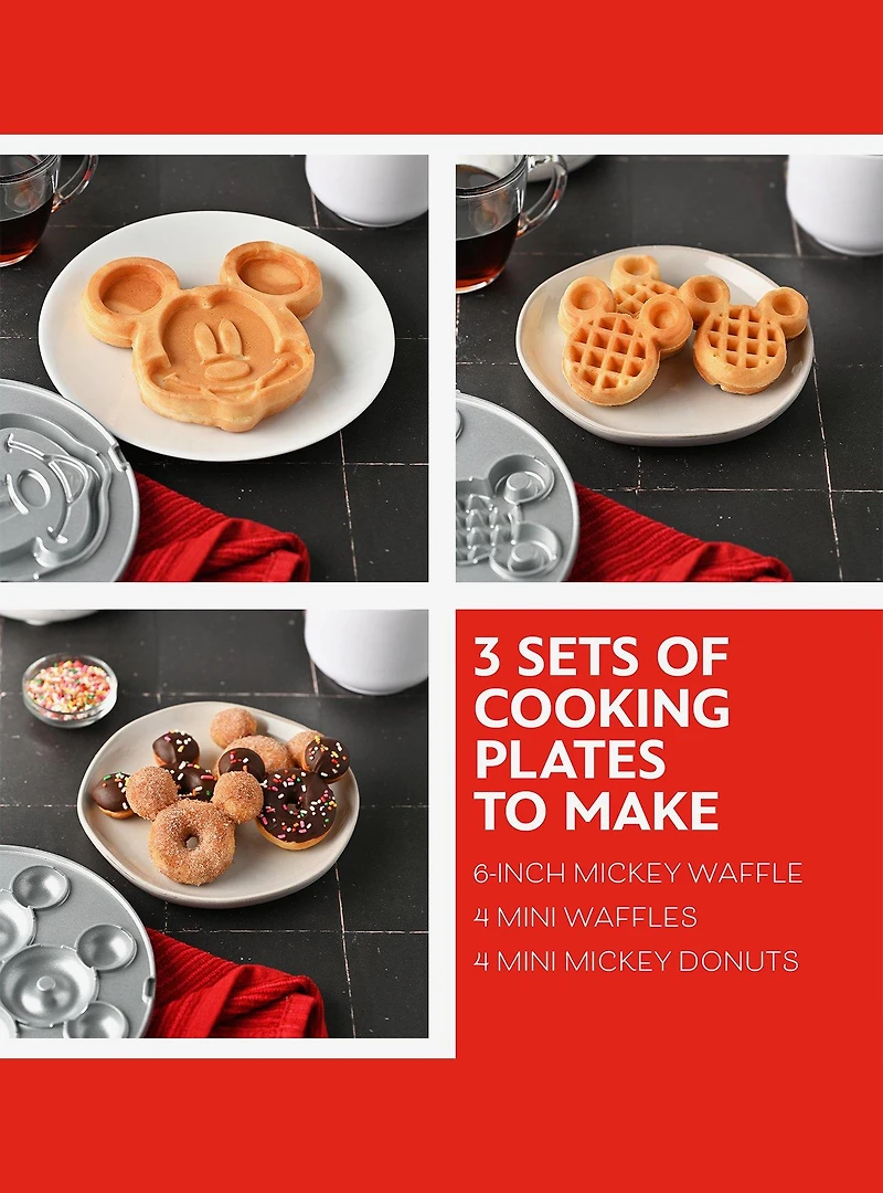 Disney Mickey Mouse Waffle and Donut Maker with Removable Plates