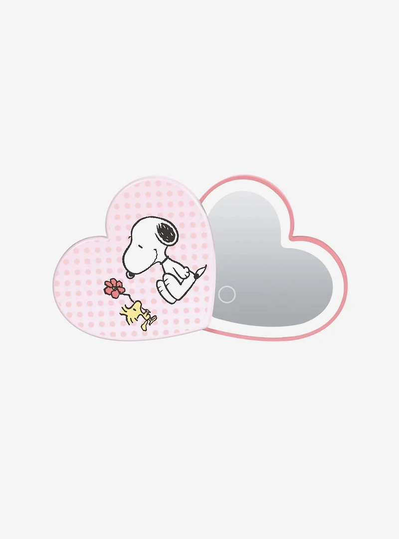 Peanuts Snoopy Swivel Heart Bow LED Compact Mirror
