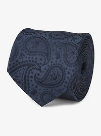 Star Wars Mandalorian and Grogu Navy Silk Paisley Tie, Grogu Tie Bar, and Lapel Pin Gift Set