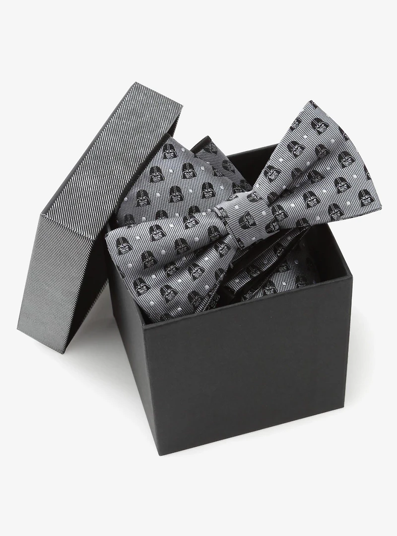 Star Wars Darth Vader Silk Gray Polka Dot Bow Tie and Pocket Square Gift Set