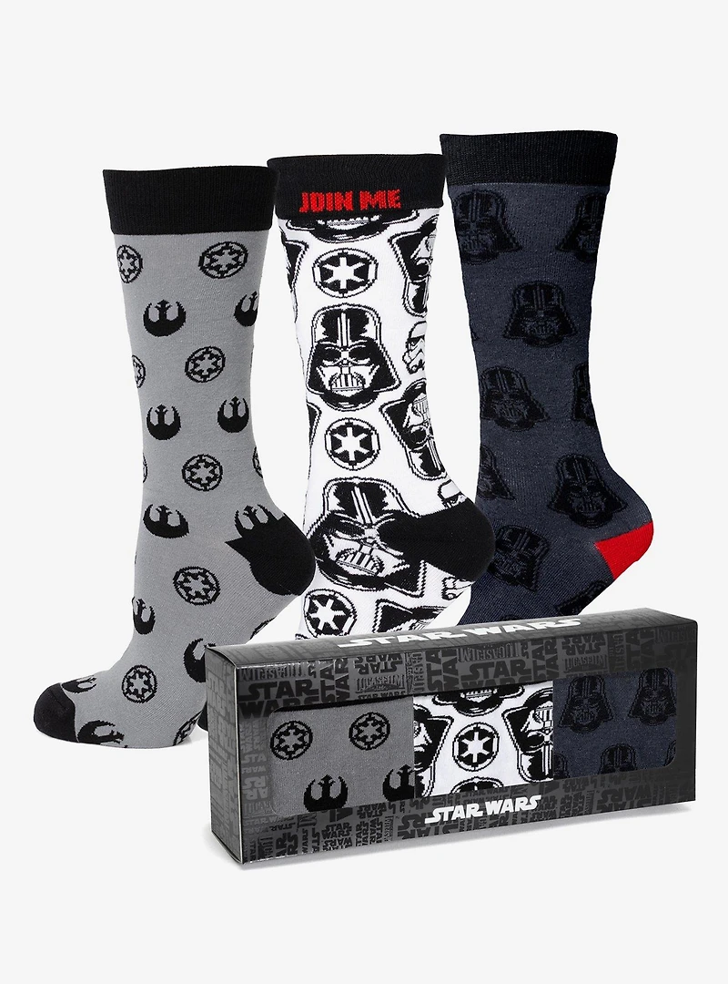 Star Wars Darth Vader Black, White, and Gray Dress Socks and Lapel Pin Gift Set