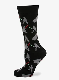 Star Wars Darth Vader and Luke Skywalker Lightsaber Battle Black Dress Socks and Darth Vader Lapel Pin Gift Set