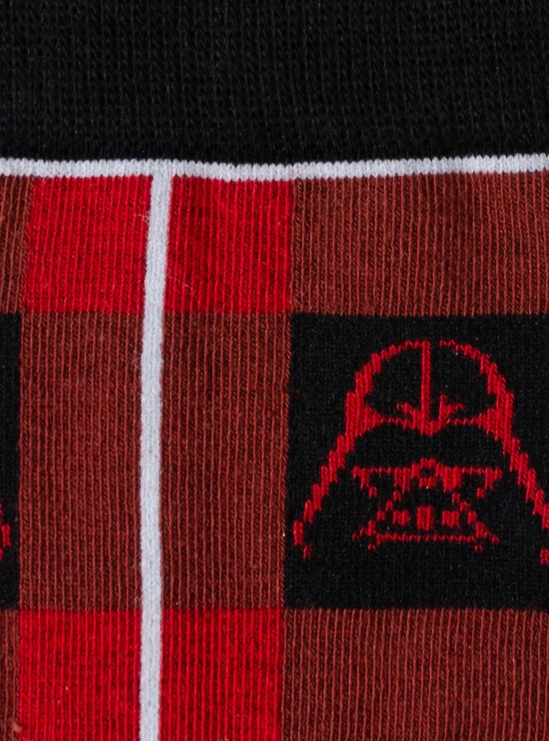 Star Wars Darth Vader Black and Red Plaid Dress Socks and Imperial Crest Lapel Pin Gift Set