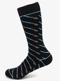 Star Wars Obi-Wan Kenobi Blue Lightsaber Pattern Black Dress Socks with Jedi Crest Lapel Pin Gift Set