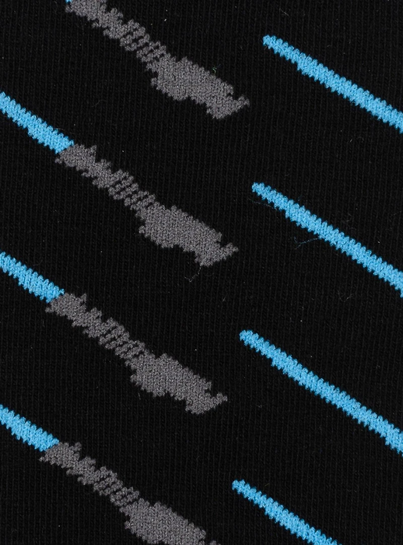 Star Wars Obi-Wan Kenobi Blue Lightsaber Pattern Black Dress Socks with Jedi Crest Lapel Pin Gift Set