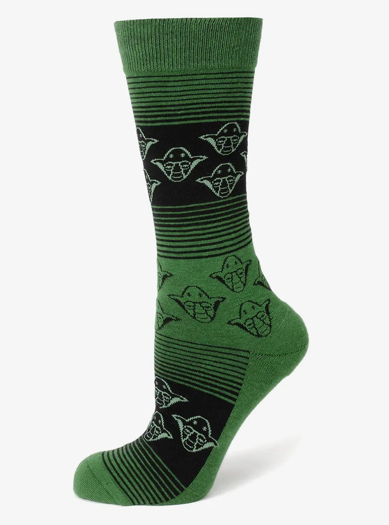 Star Wars Yoda Green and Black Ombre Pattern Dress Socks with Jedi Crest Lapel Pin