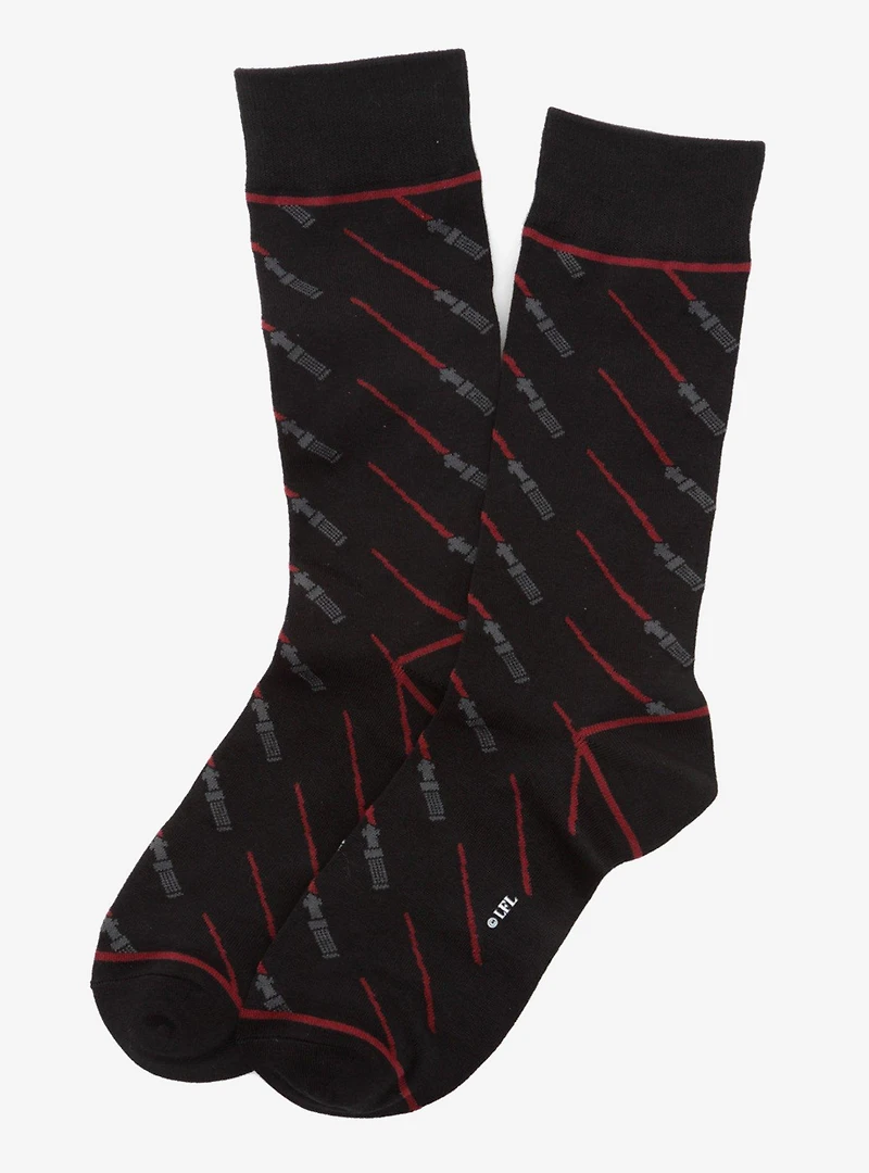 Star Wars Lightsaber Battle Dress Socks and Darth Vader Lapel Pin Gift Set