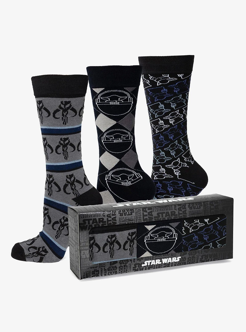 Star Wars Mandalorian 3-Pack Dress Sock and Mythosaur Lapel Pin Gift Set