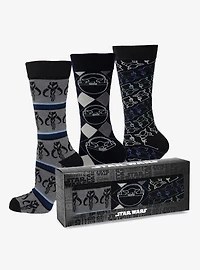Star Wars Mandalorian 3-Pack Dress Sock and Mythosaur Lapel Pin Gift Set